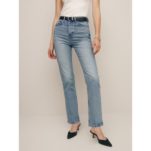 Reformation 'Cynthia' Stretch High Rise Straight Denim Jeans Size 30 - Picture 1 of 4